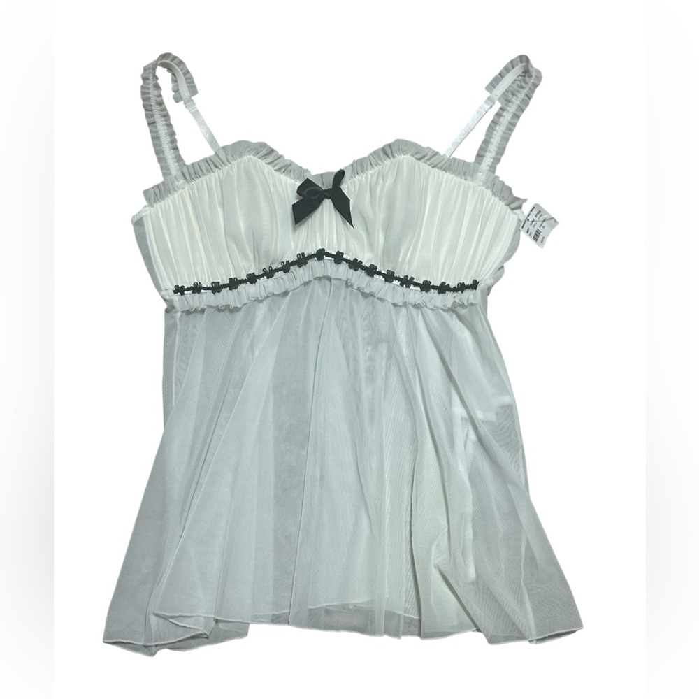 Frederick’s of hollywood vintage babydoll mesh coquette sequin lingerie top XL